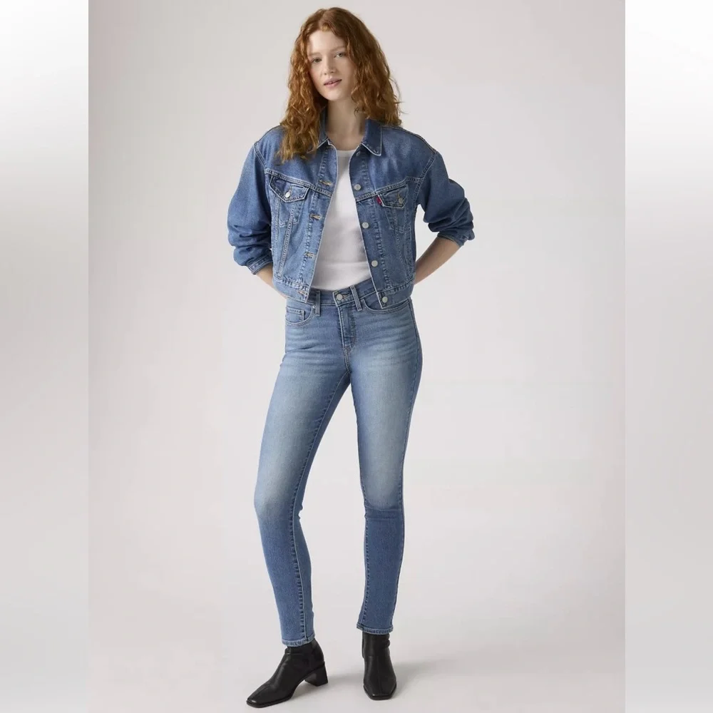 Levi’s Shaping Skinny Cotton Mid Rise Blue Denim Jeans Size 28 - Picture 1 of 15